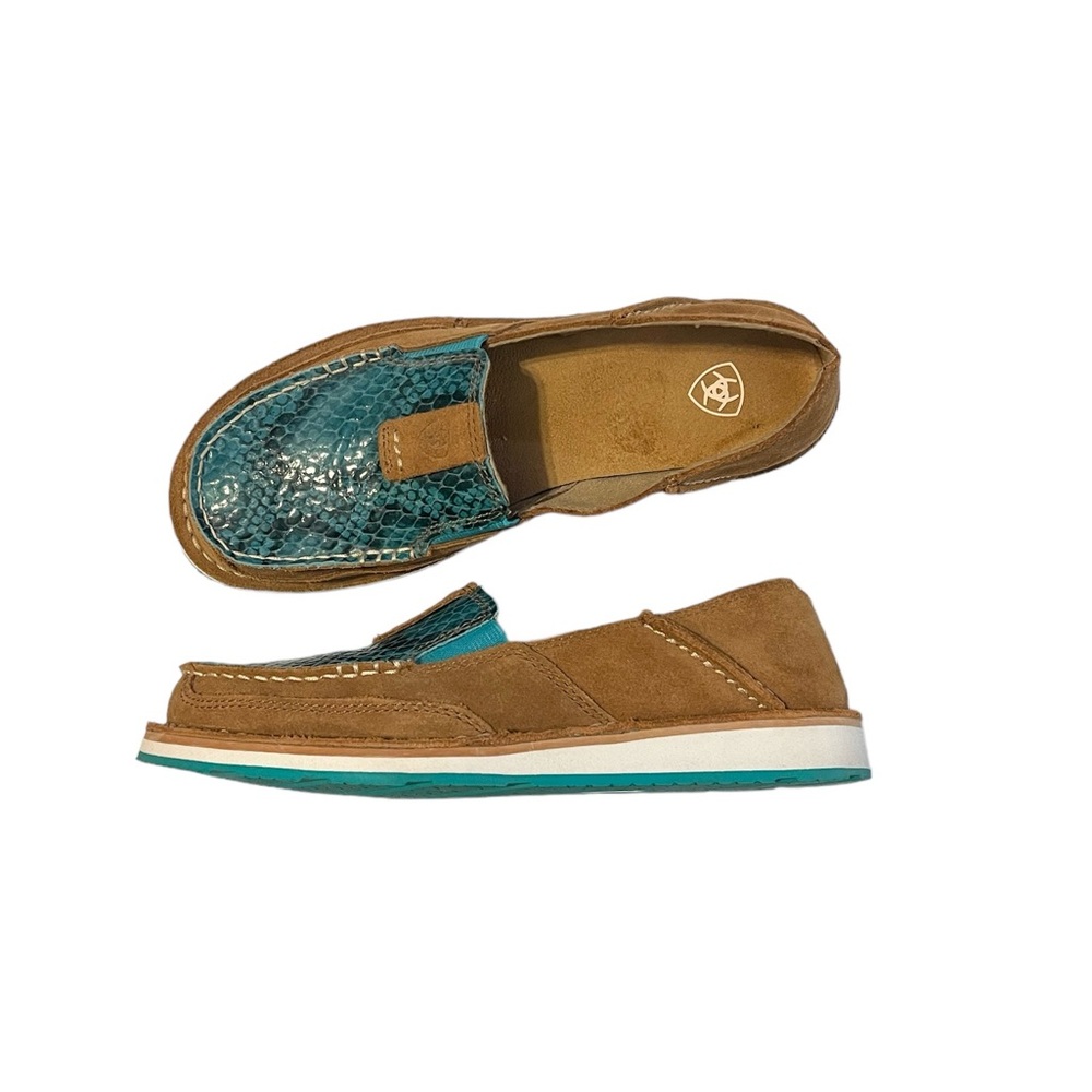 Ariat Cruiser Turquoise Snake Print Slip On Suede Shoes - Women's Size 6B